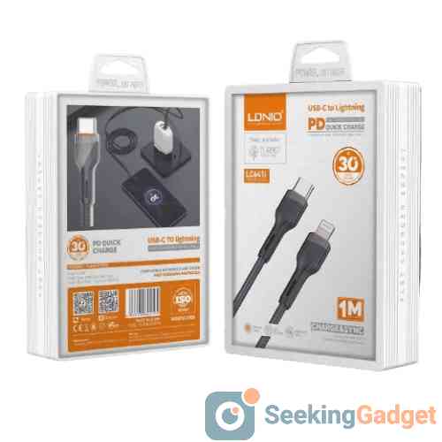 LDNIO LC641i 30W Fast Charging Type-C to Lightning PD Charger Supported Data Cable – 1M